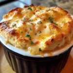 Flaky Cheddar Bay Biscuit topping over rich seafood pot pie filling.