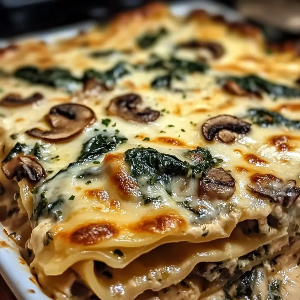 Layered with love—dig into this delicious Creamy Spinach Mushroom Lasagna.