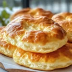 Fluffy Cottage Cheese Cloud Bread with golden edges on a cooling rack.