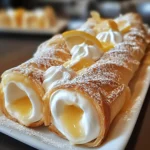 Freshly baked Lemon Meringue Pie Cannoli topped with toasted meringue swirls
