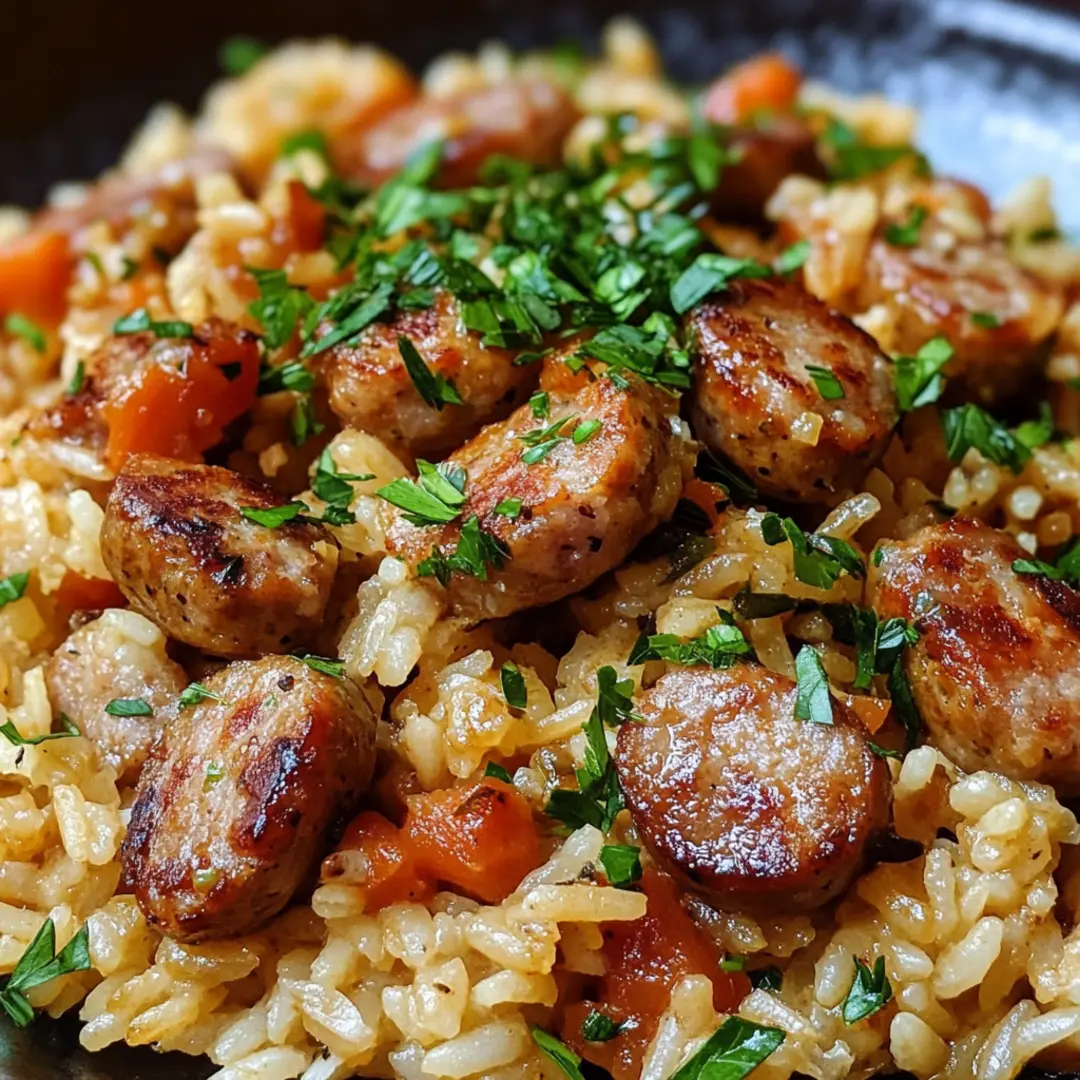 sausage and rice recipe2 Hearty sausage and rice recipe served in a rustic bowl with fresh herbs.